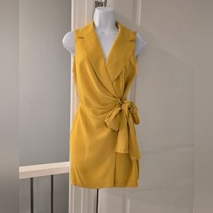Forever 21 Mustard Mini Blazer Dress with Side Tie Size XS